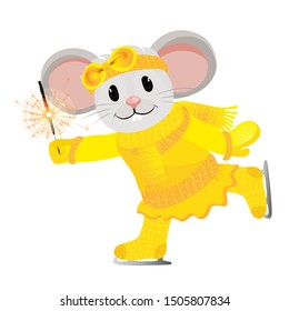 A little rat. 2020 of the rat. Chinese New Year. Cartoon vector illustration isolated on a white background.