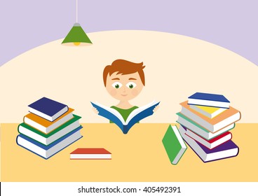 Boy Doing Homework Vector Stock Vector (Royalty Free) 306486062