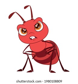 Little red ant is angry.Cartoon vector illustration