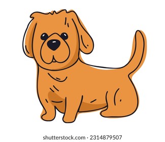 Little red dog, flat vector illustration