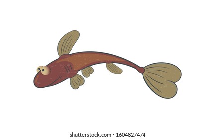 Little red fish on a white background. Vector illustration.