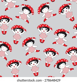 Little Red Girl Pattern character illustration