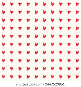 Little red hand drawn hearts seamless pattern vector design