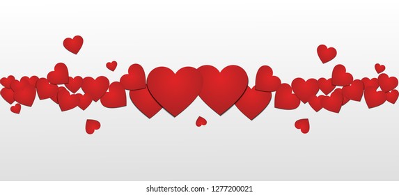 Little red hearts isolated on white background. Vector Illustration.