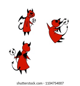little red horned devils with pitchforks