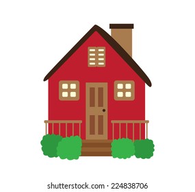 A little red house, no background, vector illustration