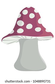 Little red mushroom with white dots retro drawing