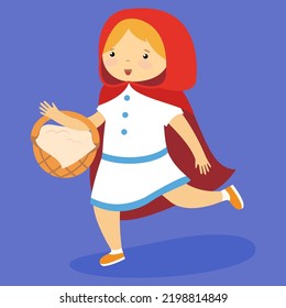 Pequeña capucha roja con canasta, ilustración, vector, caricatura