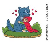 Little Red Riding Hood. Big Bad Wolf and Little Red Riding Hood. Children illustration.