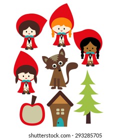 Little Red Riding Hood. Cute Vector.