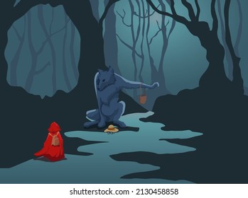 Little Red Riding Hood. Dark fairy tale.