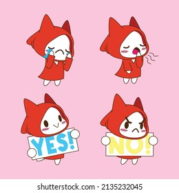 little red riding hood drawing cartoon, red hood sticker