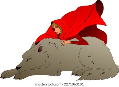 Little Red Riding Hood and the Gray Wolf. Fairy tale.