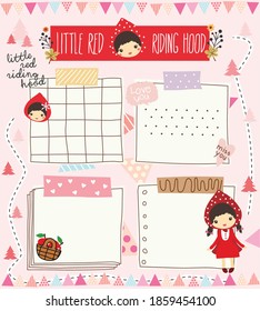 Little red riding hood paper hand drawn vector design