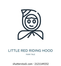 little red riding hood thin line icon. hood, cute linear icons from fairy tale concept isolated outline sign. Vector illustration symbol element for web design and apps.