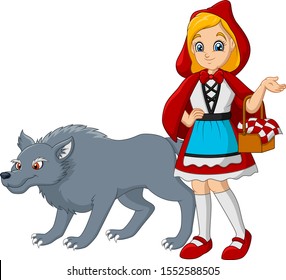 Little red riding hood with wolf
