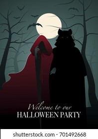 Little red riding hood   wolf in the woods  Invitation to Halloween Party