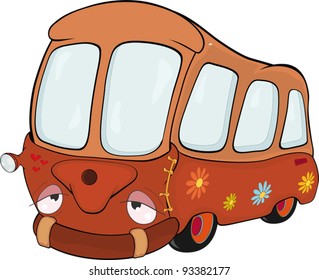 The little red school bus. Cartoon