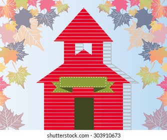 Little Red Schoolhouse Leaves And Banner 