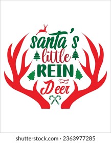  Santa’s Little Reindeer T-shirt Graphic,Christmas T-Shirt Design,Design Bundle,Typography Design,christmas svg, Cut Files

