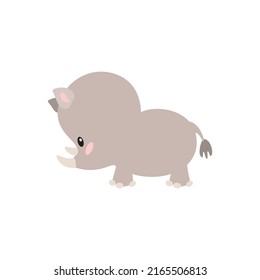 Little rhino icon. Cartoon illustration of a cute rhinoceros isolated on a white background. Vector 10 EPS. 