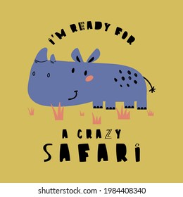 little rhino vector drawing for kids fashion