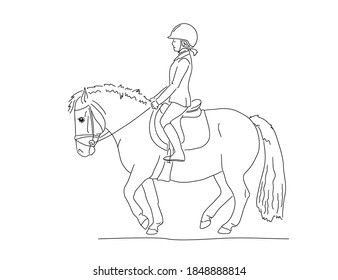 Little rider on a small pony makes a piaffe