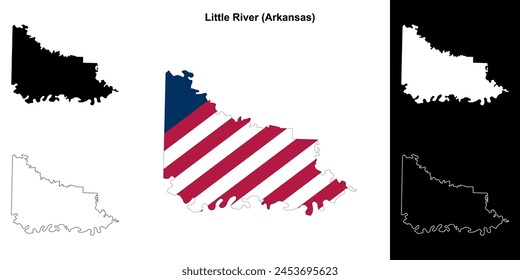 Little River County (Arkansas) outline map set svg