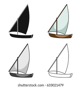 Little river sailing for fun.The boat which sails through the wind.Ship and water transport single icon in cartoon style vector symbol stock illustration.