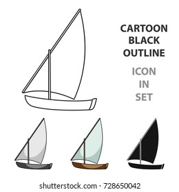 Little river sailing for fun.The boat which sails through the wind.Ship and water transport single icon in cartoon style vector symbol stock illustration.
