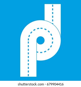 Little road junction icon white isolated on blue background vector illustration