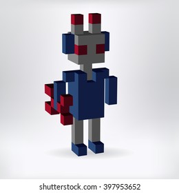 Little Robot 3d Pixel Art Design Stock Vector (Royalty Free) 397953652 ...