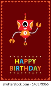 little robot birthday greeting card