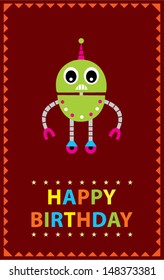 Little Robot Birthday Greeting Card Stock Vector (Royalty Free ...