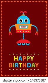 little robot birthday greeting card