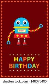 little robot birthday greeting card
