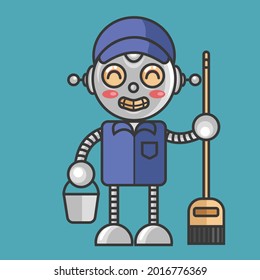 un pequeño personaje robot que tiene un sentimiento humano con un tema de trabajo