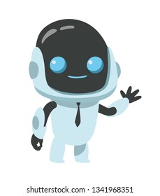 little robot is smiling. Isolated object on white background. vector flat illustration