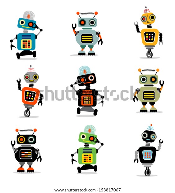 Little Robots Set 3 Stock Vector (Royalty Free) 153817067 | Shutterstock