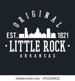 Little Rock, AR, USA Skyline Original. A Logotype Sports College and University Style. Illustration Design Vector.