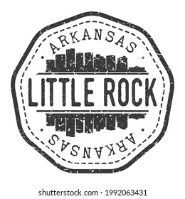 Little Rock, AR, USA Stamp Skyline Postmark. Silhouette Postal Passport. City Round Vector Icon. Vintage Postage Design.