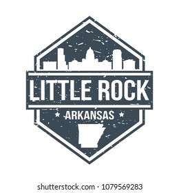 Little Rock Arkansas Travel Stamp Icon Skyline City Design. Vector Passport Seal.