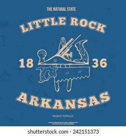Little Rock, Arkansas. t-shirt graphic. Vector illustration