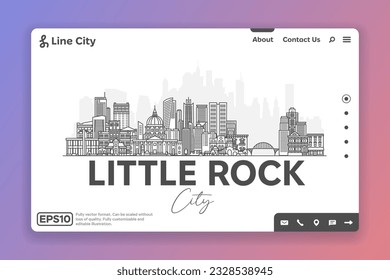 Little Rock, Arkansas, USA architecture line skyline illustration. Linear vector cityscape with famous landmarks, city sights, design icons. Landscape with editable strokes.