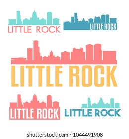 Little Rock Arkansas USA Flat Icon Skyline Vector Silhouette Design Set Logos.