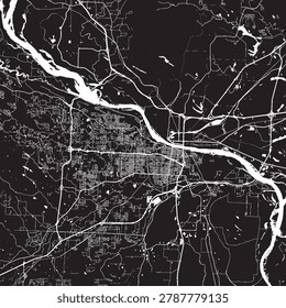 Little Rock Arkansas Vector Map, Detailed City Street Map Black and White Minimalist Line Art