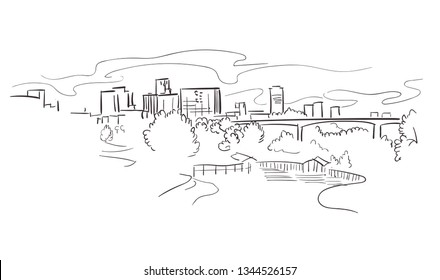 Little Rock Arkansas vector sketch line usa landscape hand drawn 