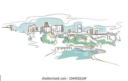 Little Rock Arkansas vector sketch line usa landscape hand drawn 