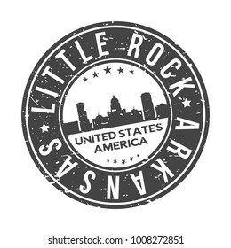 Little Rock City Arkansas USA Stamp Logo Icon Symbol Design Skyline City.