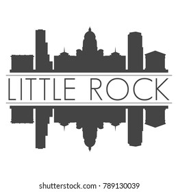 Little Rock City Capital Arkansas  USA Skyline Silhouette Design City Vector Art Famous Buildings